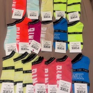 18 pair PINK Victoria's Secret Colorful Socks Collection